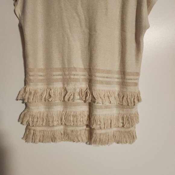 Lauren Ralph Lauren Fringe Trim Top Sweater Cream Boho Festival Size Small NWT - Picture 6 of 16